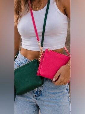 Double Crossbody Bundle | Green & Berry Vegan Leather Bags